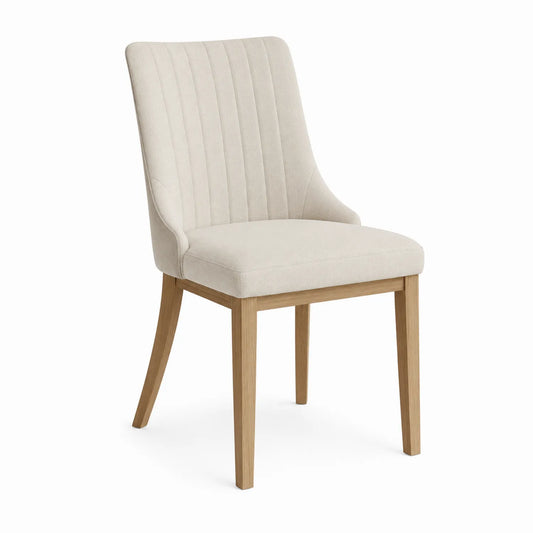 Chaise en bois de chêne et tissu beige