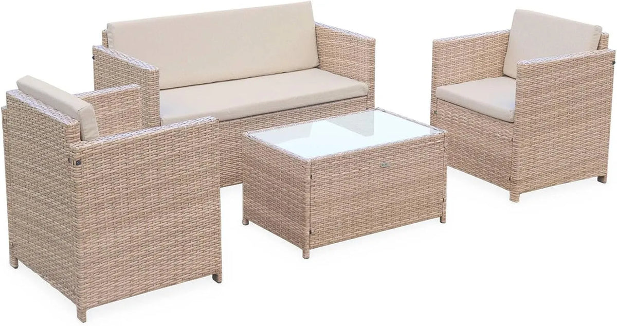 Salon de jardin et ensemble lounge: avec coussins, 4 Places