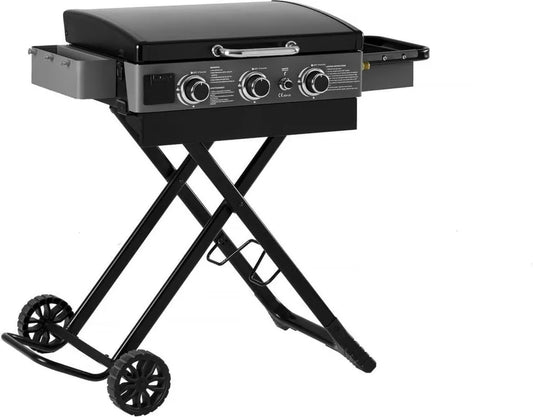 Plancha à Gaz Portable avec Chariot Pliable Firo - 7,5 KW - Couleur Noire