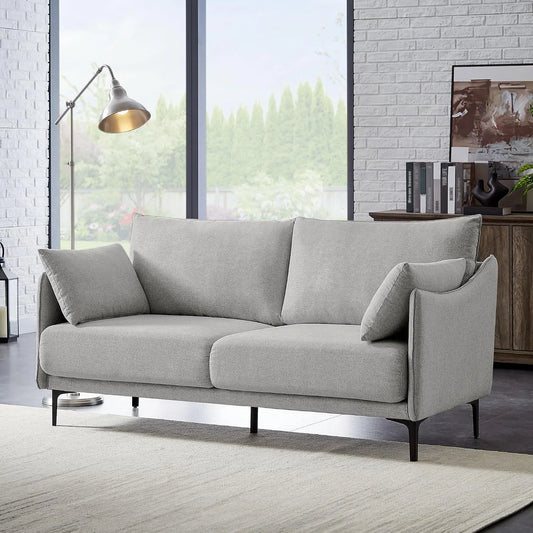 Canapé – revêtement en tissu, format compact, 2 Places, 173 × 85 × 86 cm, gris