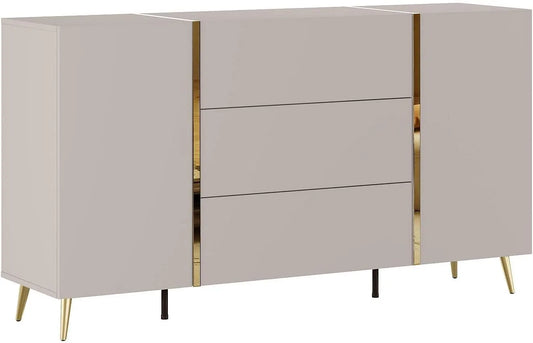 Vente-unique: MARZIALO, avec tiroirs, 2 Portes, 3 tiroirs, beige