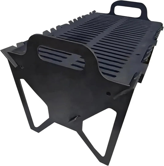 Gril à charbon de bois portable pliable pour barbecue - Structure en acier durable, idéal pour camping et pique-niques - Dimensions compactes 40x21x24 cm