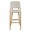 Chaise de bar en rotin synthétique et bambou Beige/Blanc 45x60x110 cm