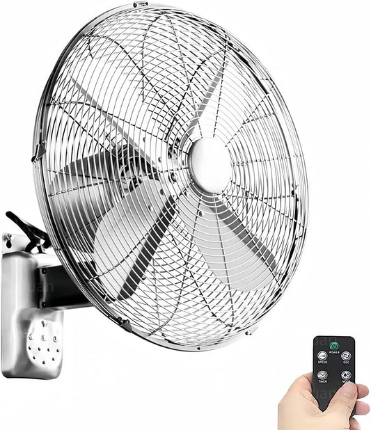 Ventilateur 45cm/18inch, 18 pouces, extérieur, IP65, 3 vitesses, argenté, 3 vitesses réglables, 45,7 cm