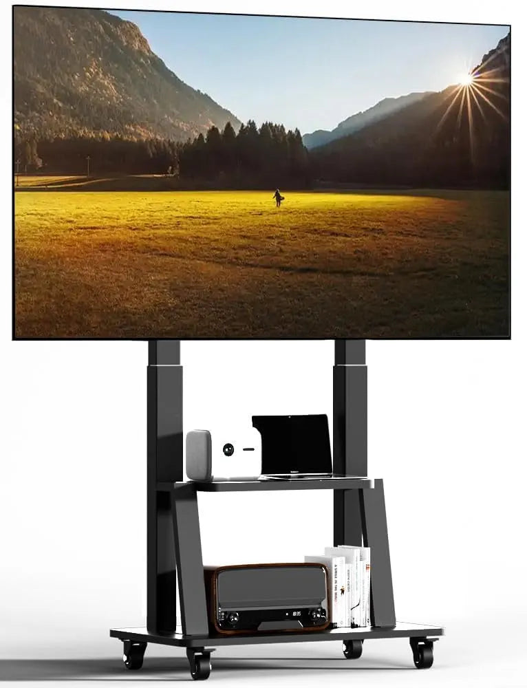 Meuble TV, 100 pouces, 900 × 600 mm, portable, roulettes de déplacement, supporte jusqu'à 81, 65KG, Chariot TV Mobile Support TV Roulant pour