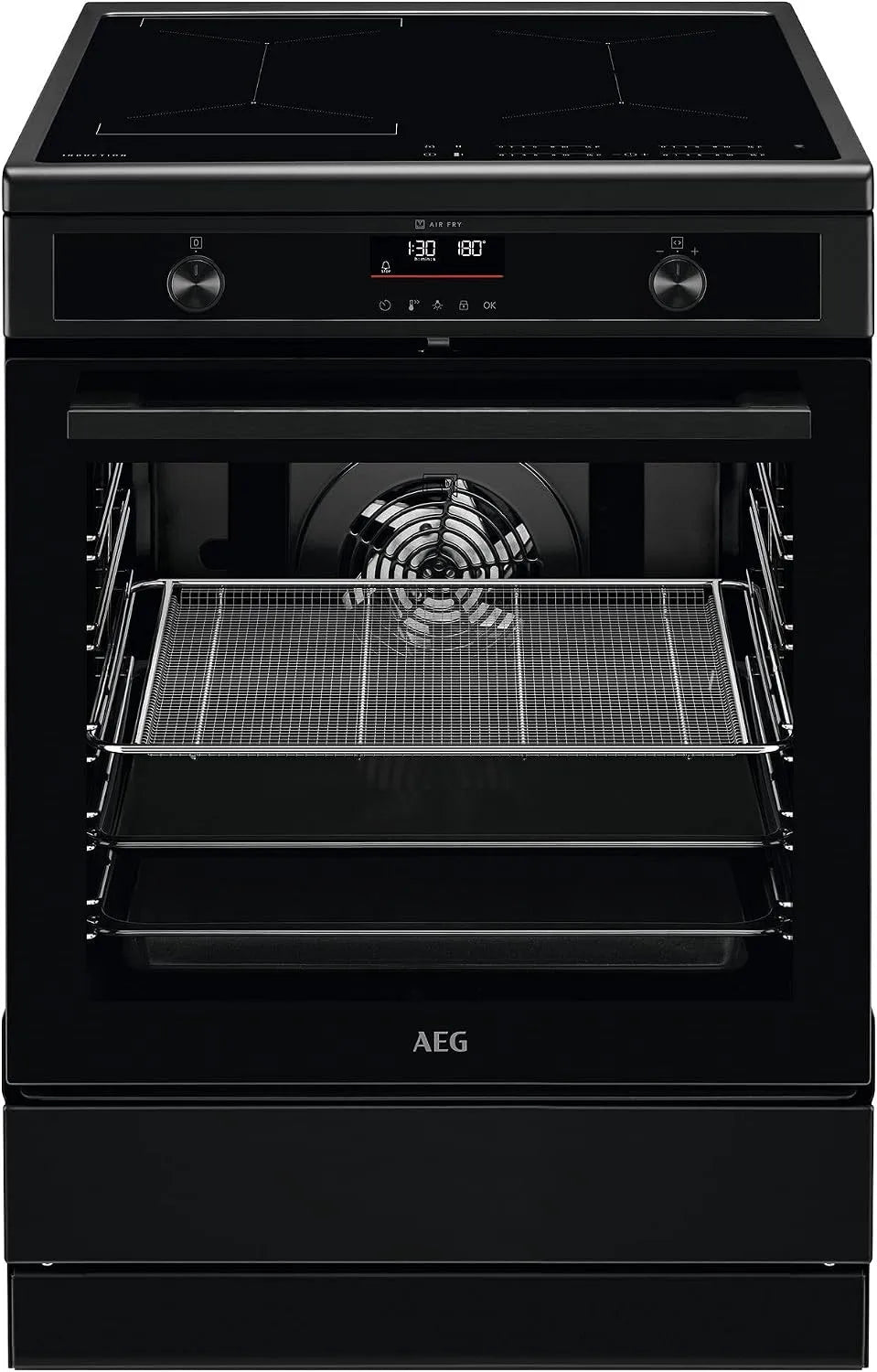 AEG CIB6499APB Cuisinière avec four, 60 cm, tactile, verrouillage, gril, Hob2Hood, Pyrolyse - Autonettoyage, SoftClosing, Ecran avec Horloge, Sécurité
