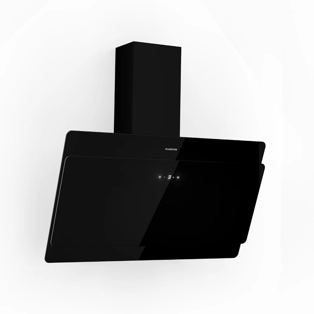 Klarstein Hotte aspirante, 90cm, 607 m3/h, hotte de cuisine, inclinée, installation murale, tactile, silencieux, noir, Débit d'Air Puissant 607m3