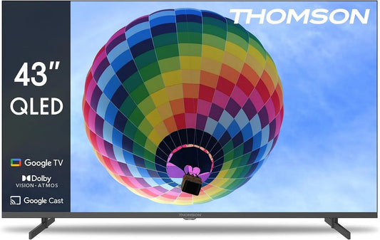 Google 43QG4S14 Smart TV, 43 pouces, téléviseur, QLED, HDR, son Dolby, HDMI, Wi-Fi, Bluetooth, HDR10, Triple-Tuner, Dolby Audio, 109cm, CI+, Câble