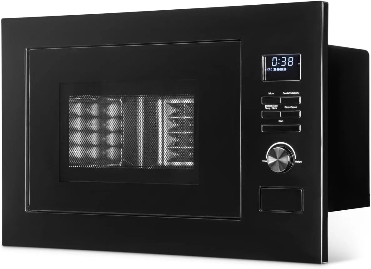 Bomann Micro-ondes, 25 L, 900 W, 8 programmes, encastrable, gril, four micro-ondes, noir, plateau tournant