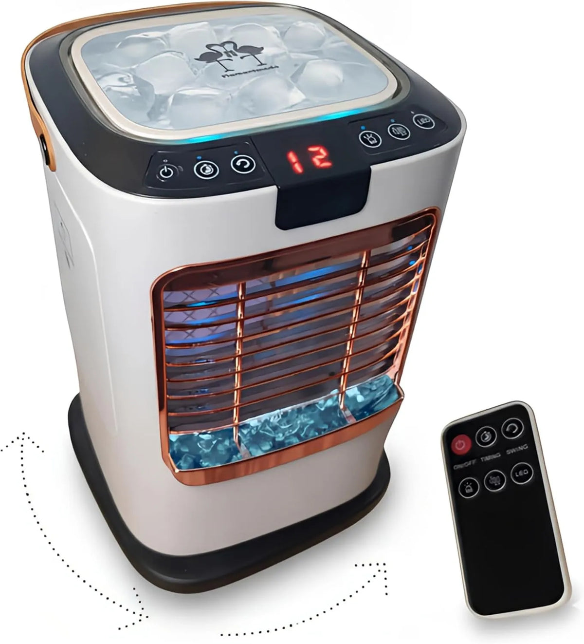 Produit Rafraîchisseur Mobile Rotatif 2026 Double Réservoir 1.3L, Cooli Frais ULTRA 26 TÉLÉCOMMANDÉ, Eau + Glace, 6 Vitesses, 3 Modes, Rotation 120°