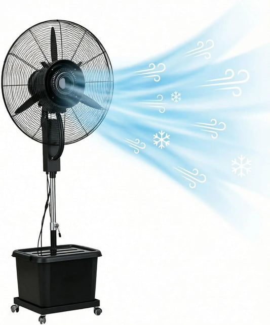 Climatiseur, 200 cm, 42 L, Ø 71 cm, extérieur, 3 vitesses, oscillation, Ventilateur Brumisateur sur Pied avec eau 42L, Ø71cm, Rafraîchisseur d'air
