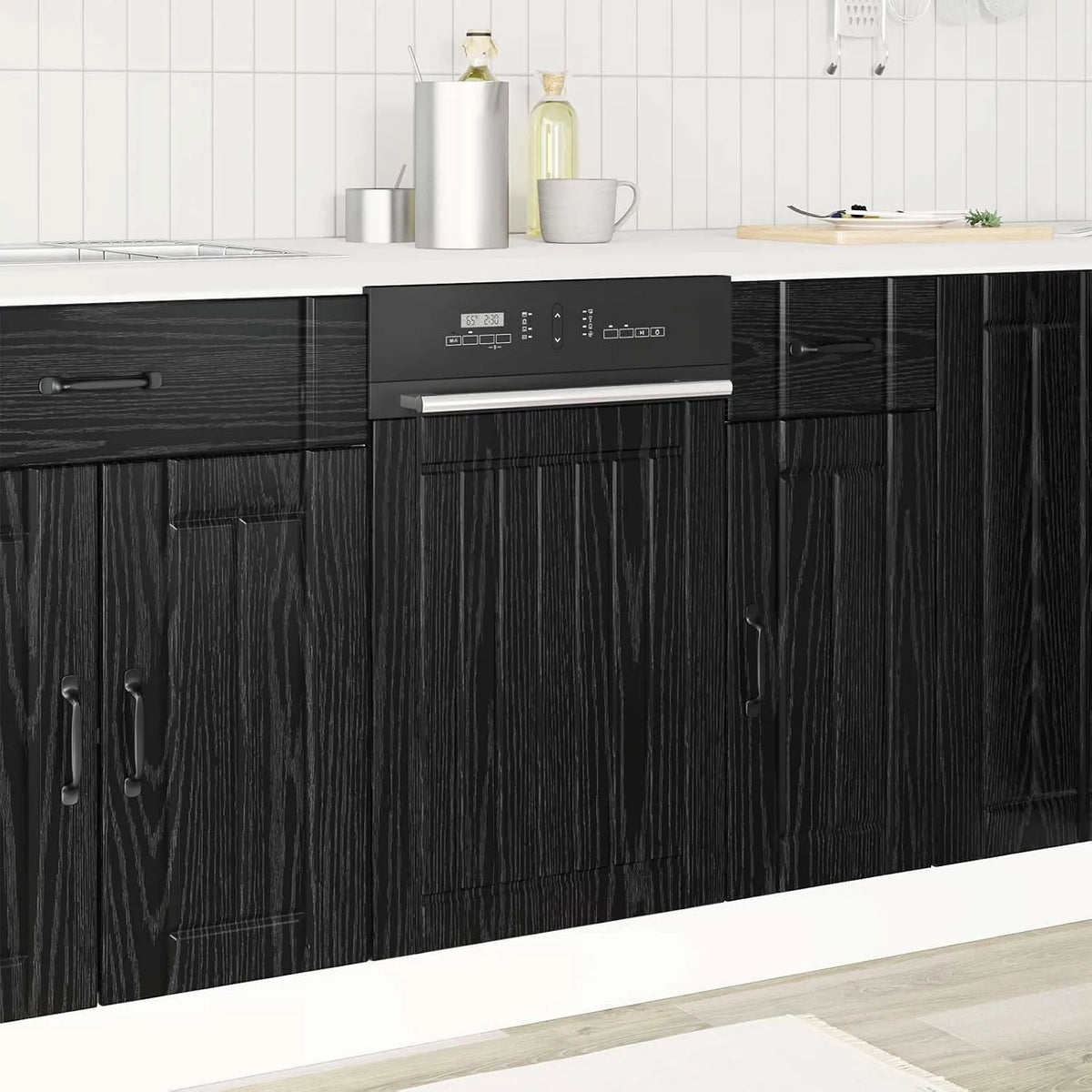 Lave-vaisselle, 45 x 1, 5 x 57 cm, noir, porte pour intérieur, convient pour armoire de cuisine, tiroir, espace de rangement, design moderne