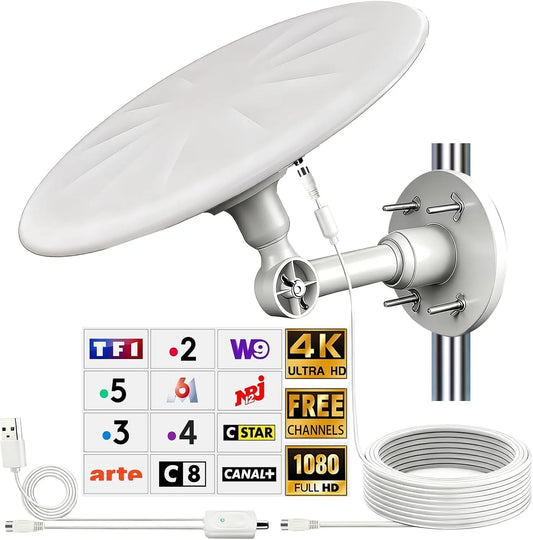 Smart TV, téléviseur, extérieur, camping, Antennes TNT Exterieur Puissante, Réception Omnidirectionnelle 720° Antenne TV Exterieur Puissante, Caravane