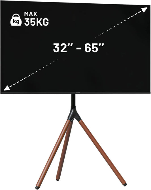 Smart TV JN-3265-TRIWOOD, 65 pouces, téléviseur, Charge Max 35 kg, JAPANNExT Support Trépied Bois pour TV & Écran, Hauteur & Pivot Réglable