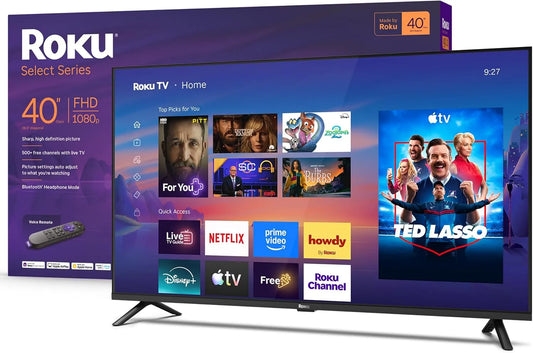 Smart TV 1080p, 40 pouces, téléviseur, Wi-Fi, Bluetooth, Full HD, 2026, Roku Smart TV, avec Wi-FI, avec télécommande vocale, écran Plat, Sports et