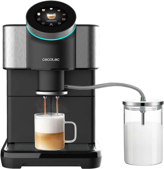Cecotec 290g 600ml Cafetière électrique, 5 L, 1450 W, tactile, grand réservoir, 15 bars, 5L d'eau, écran TFT, 1450W, 600ml lait, Thermoblock