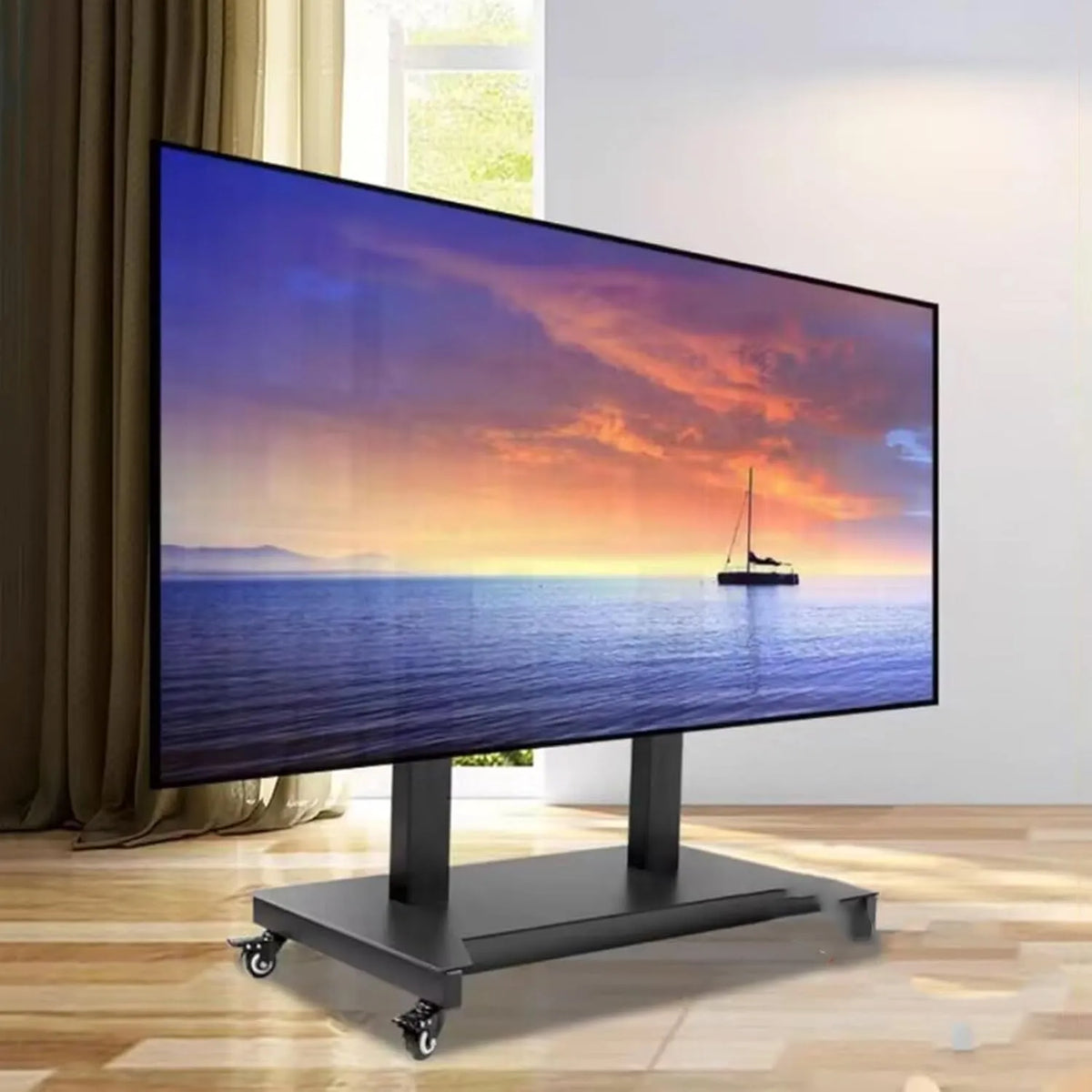 Meuble TV, 100 pouces, roulettes de déplacement, THEGA Chariot TV Mobile sur roulettes, Chariot De Support TVs Mobile avec Hauteur Réglable