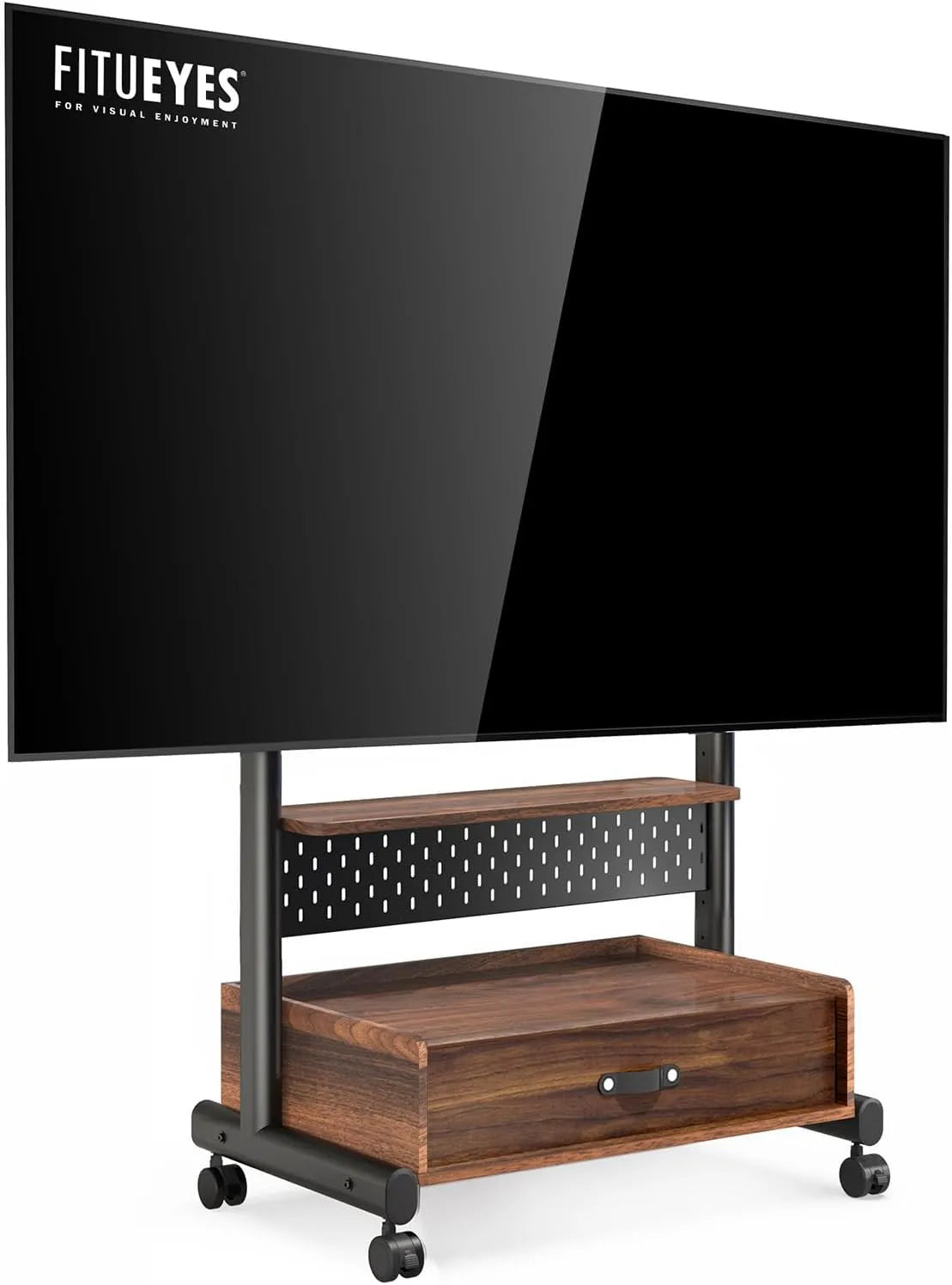 Meuble TV, 85 pouces, 600 x 400 mm, roulettes de déplacement, décoration de salon, Charge Maximale 60 kg, 7 Réglages en Hauteur, FITUEYES Support TV