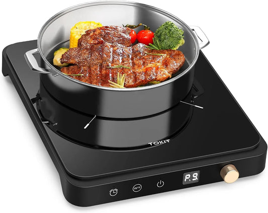Plaque à induction, 2000 W, table de cuisson à induction, minuteur, Ultra Fine 40 mm, Minuterie de 90 Minutes, TOKIT Plaque de Cuisson à Induction