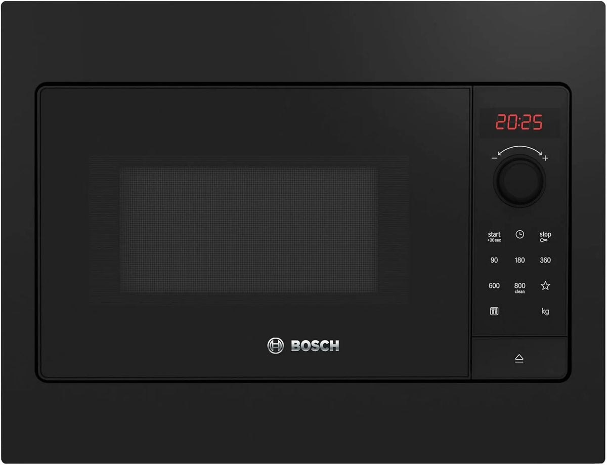 Bosch BFL523MB4 AutoPilot7 Micro-ondes, 50 x 38 cm, encastrable, four micro-ondes, noir, Ecran LED, Série 2, affichage rouge, Cleaning Assistance