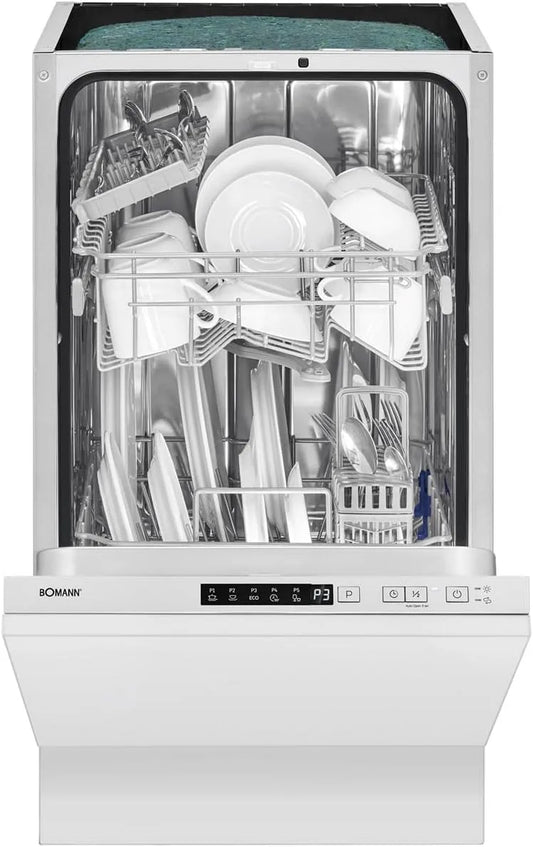 Bomann Lave-vaisselle, 60 cm, 11 L, 5 programmes, 47 dB, encastrable, silencieux, acier inoxydable, affichage LED, 14 Couverts, économie d'énergie