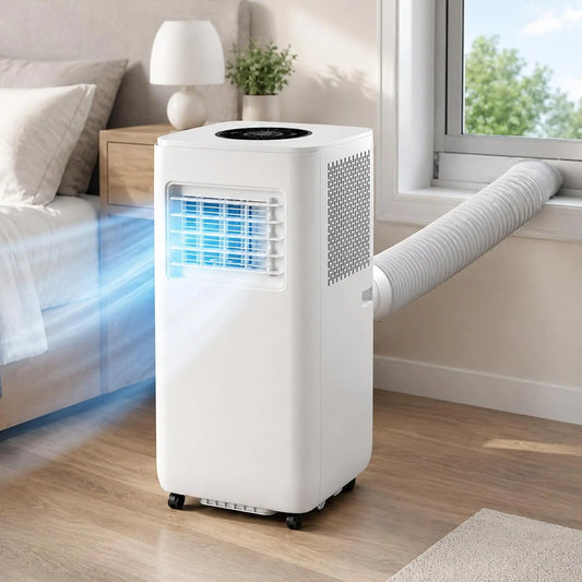 Climatiseur, 3800 W, 48 dB, minuteur, silencieux, Idéal pour Pièces Jusqu'à 30 m2 3800W, Minuterie 24 H, Contrôle Télécommande, Kit Fenêtre