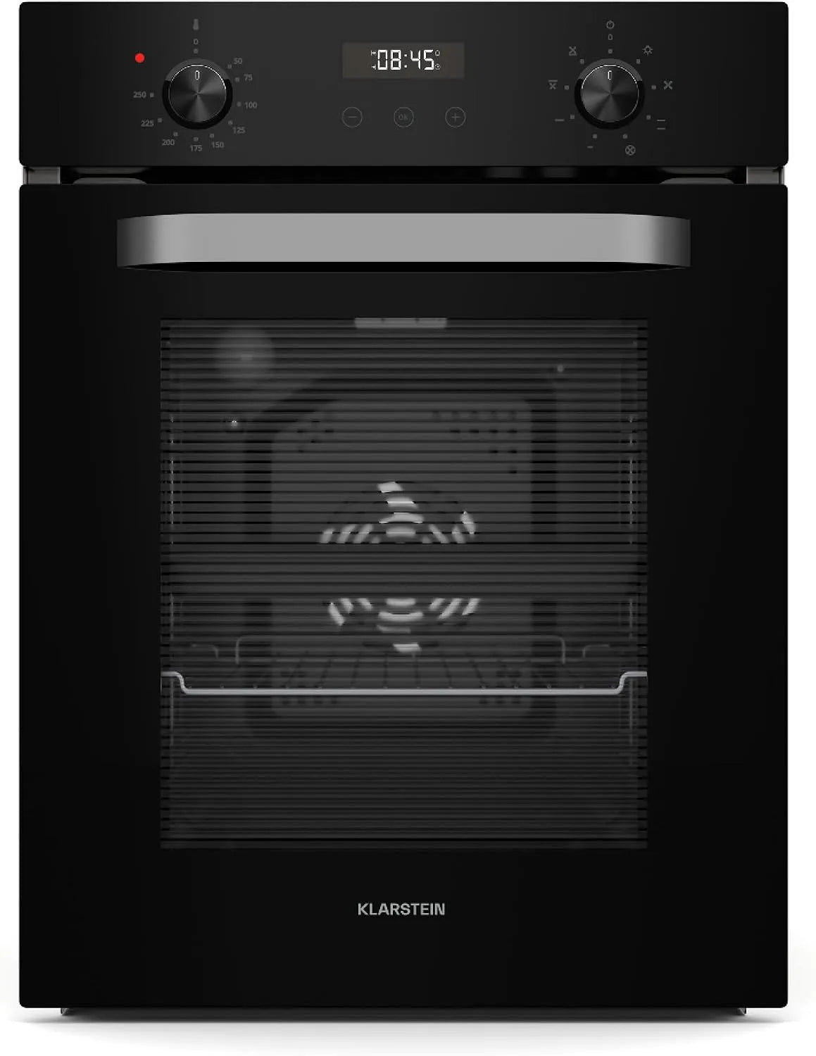 Klarstein Four électrique, 45 cm, 49 L, 9 programmes, classe énergétique E, encastrable, minuteur, gril, vapeur, noir, Gril Ventilé, 9 Fonctions