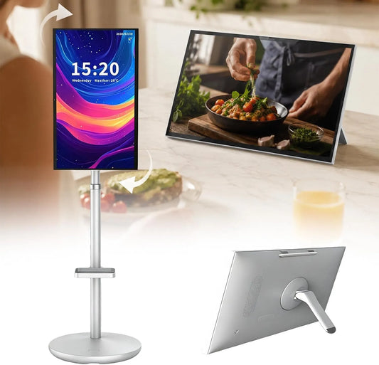 Smart TV 6GB+128GB 2in1, 27 pouces, téléviseur, portable, tactile, 24, Support Roues 2in1 et Bureau