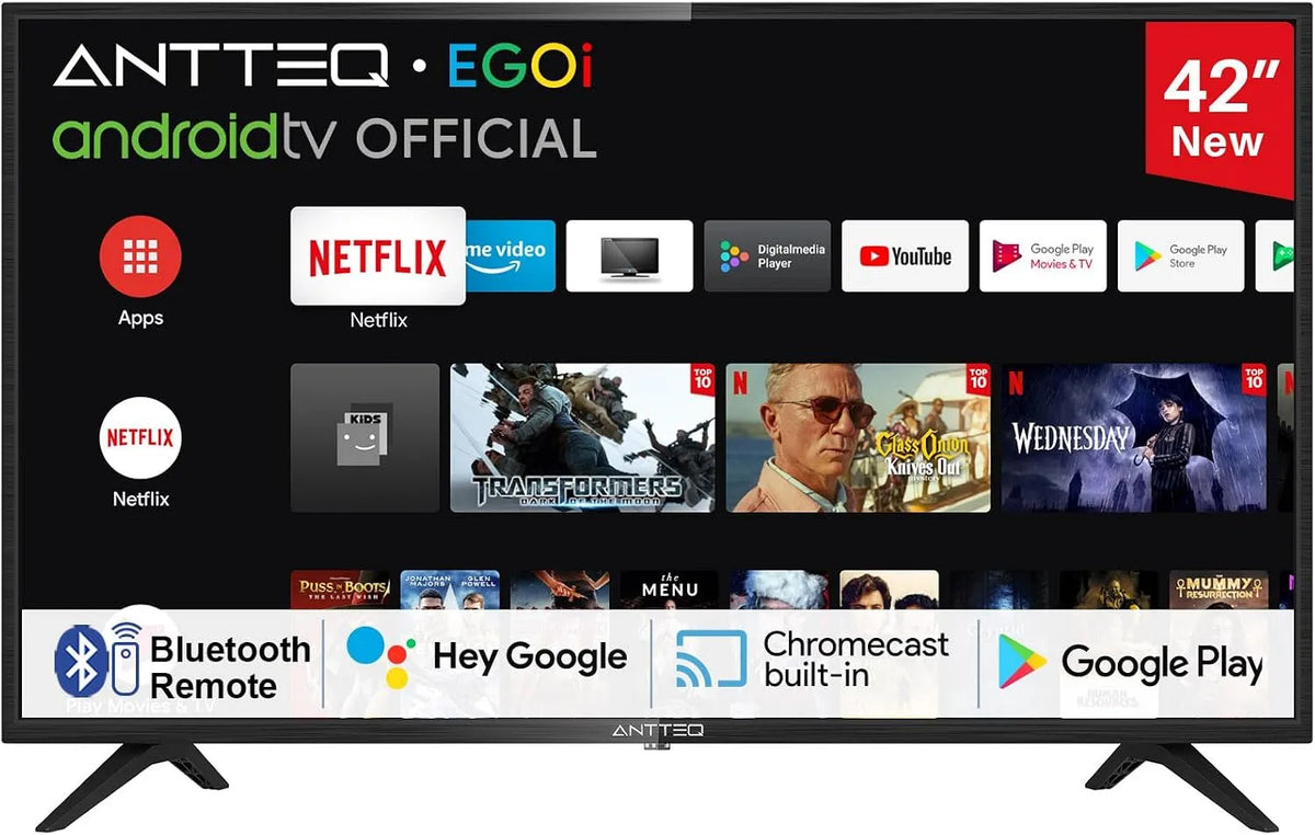 Google AG42F3 Smart TV, 42 pouces, téléviseur, triple tuner DVB-T2, S2, son Dolby, Wi-Fi, Bluetooth, Full HD, LED FHD, Dolby Audio, 106cm, WiFi