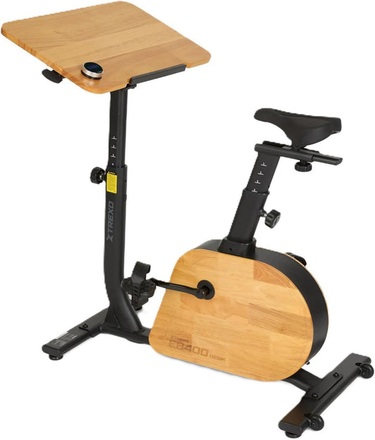 Vélo d'appartement: structure en bois, fonctionnement silencieux, résistance réglable, 16 niveau x, XTREXO EB400