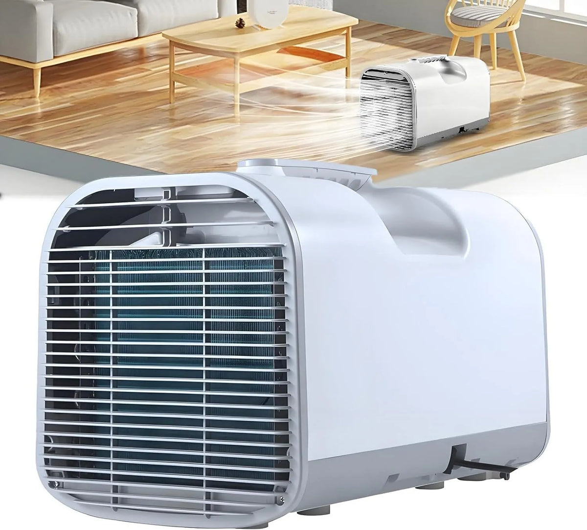 Climatiseur, 420 W, portable, 3 vitesses, silencieux, camping, 4095 BTU, avec compresseur, Faible consommation d'énergie, idéal pour tentes et