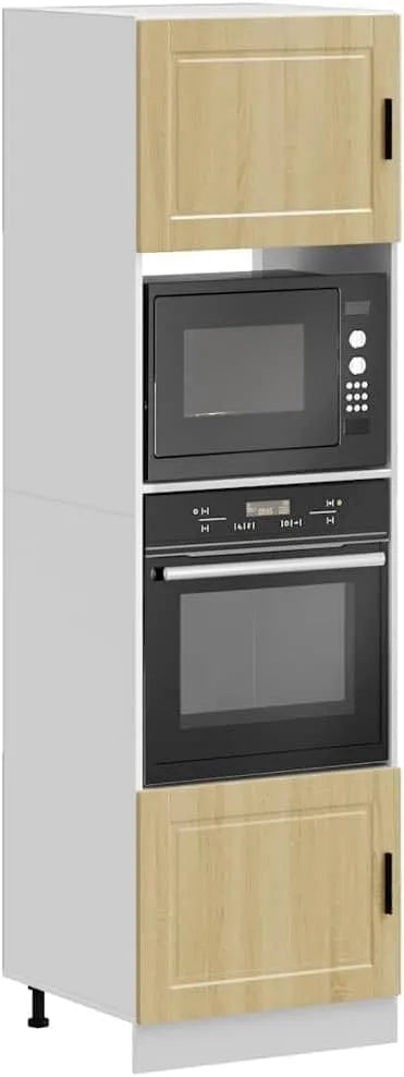 Micro-ondes, 60 x 57 x 207 cm, Porto Lot de 2 armoires de cuisine en chêne Sonoma