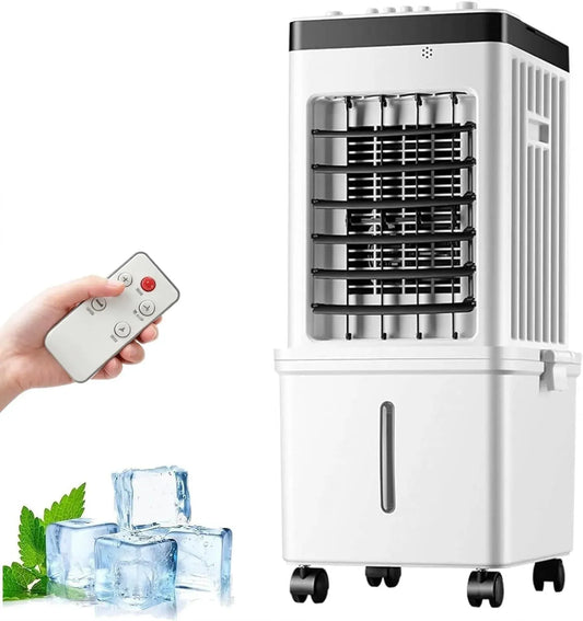 Climatiseur, 15 L, portable, minuteur, 3 vitesses, grand réservoir, amovible, 4 Glacières
