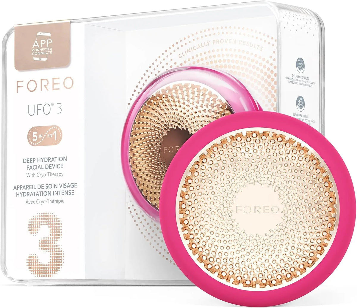 UFO 3 anti-âge, Luminothérapie lumière rouge, 3 masque hydratant visage profond, Spa visage 5 en 1, thermothérapie, cryothérapie
