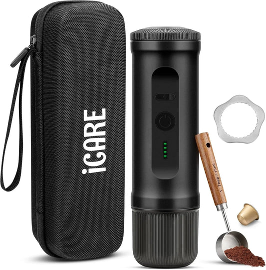 Radiateur électrique, ICARE, portable, noir, 2 en 1 compatible capsules et café moulu, Machine a Cafe Portable