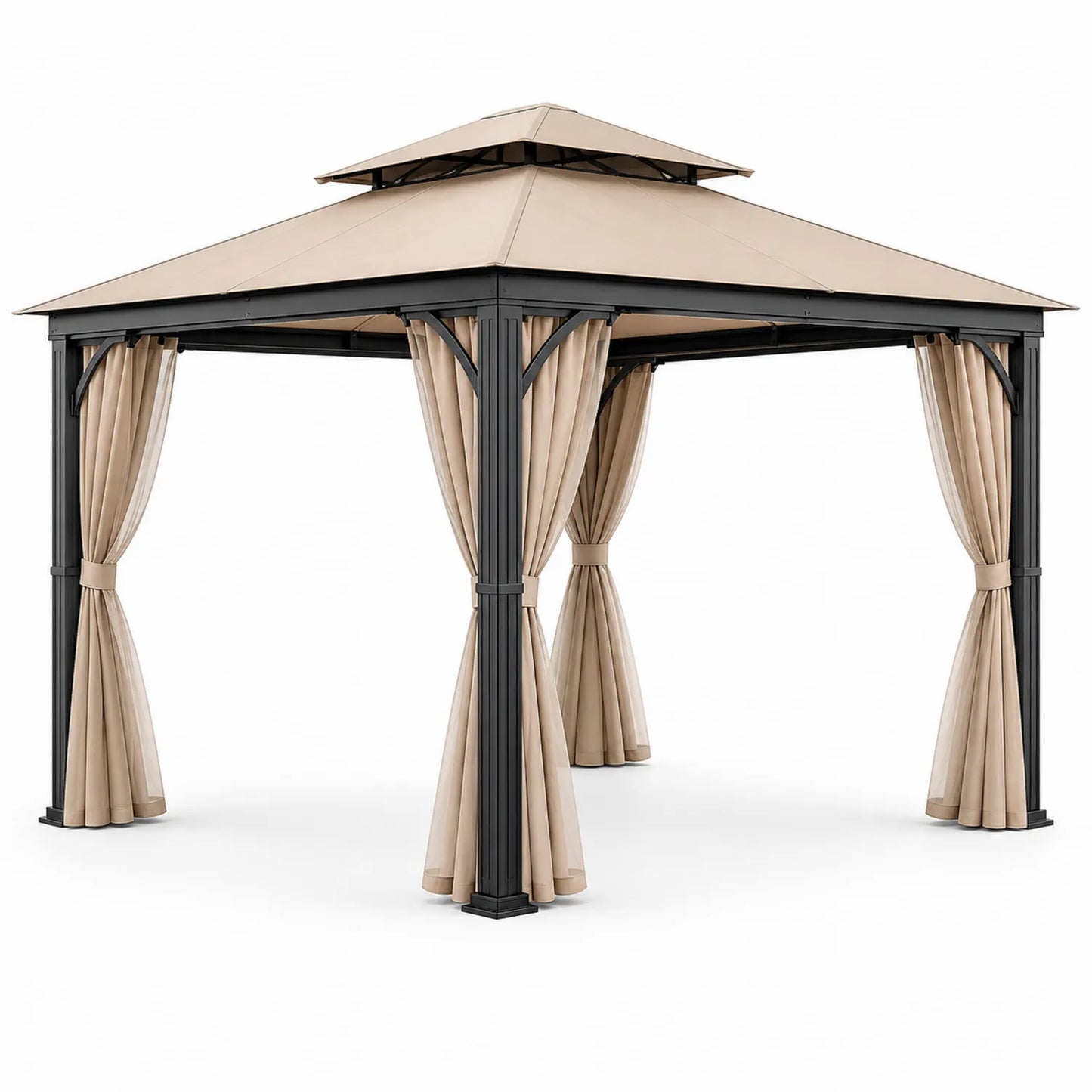 Pavillon de jardin en aluminium avec toit en polyester beige