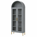 Armoire en bois avec portes en verre trempé gris 180x80x40 cm