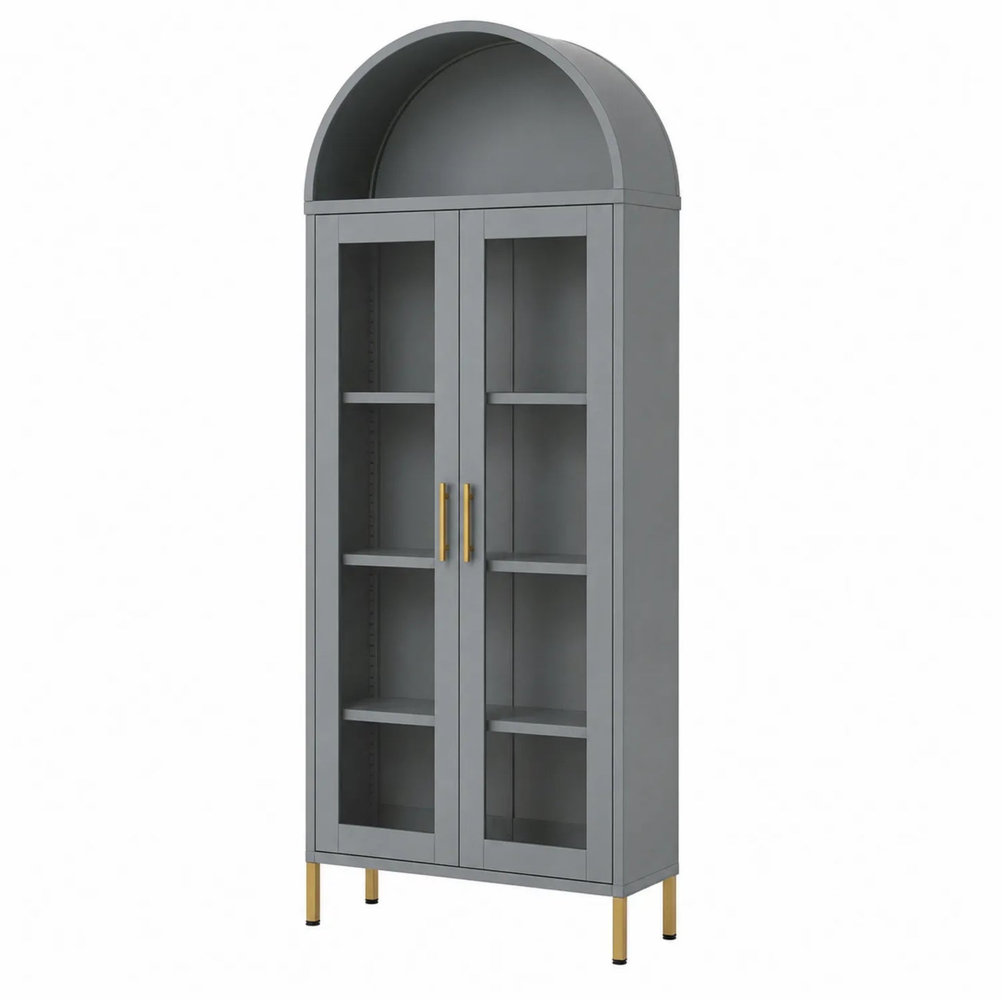 Armoire en bois avec portes en verre trempé gris 180x80x40 cm