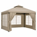 Pavillon de jardin en acier et polyester beige 3x3m