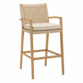 Chaise de bar en teck avec assise en corde tressée beige