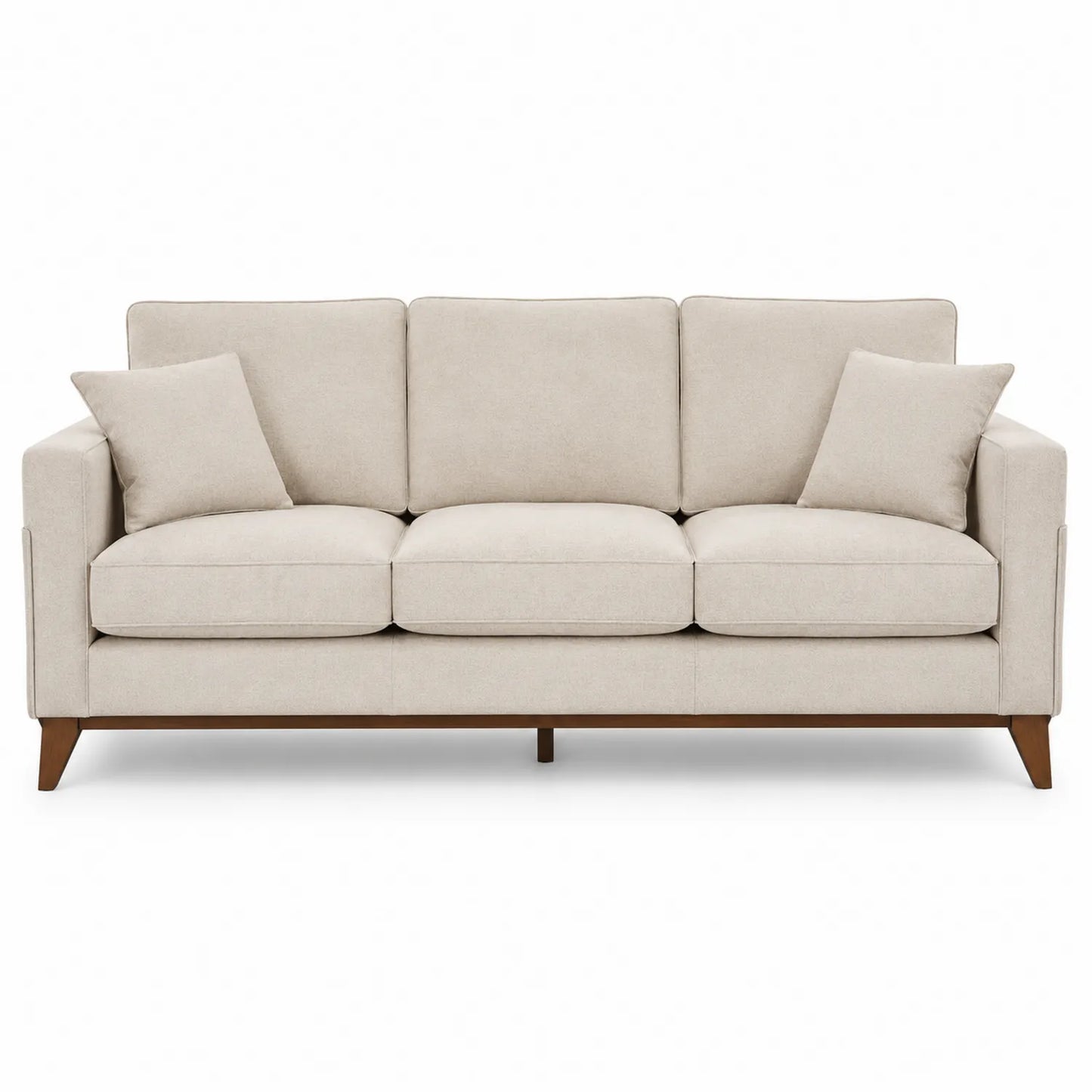 Canapé en tissu Beige 3 places avec pieds en bois