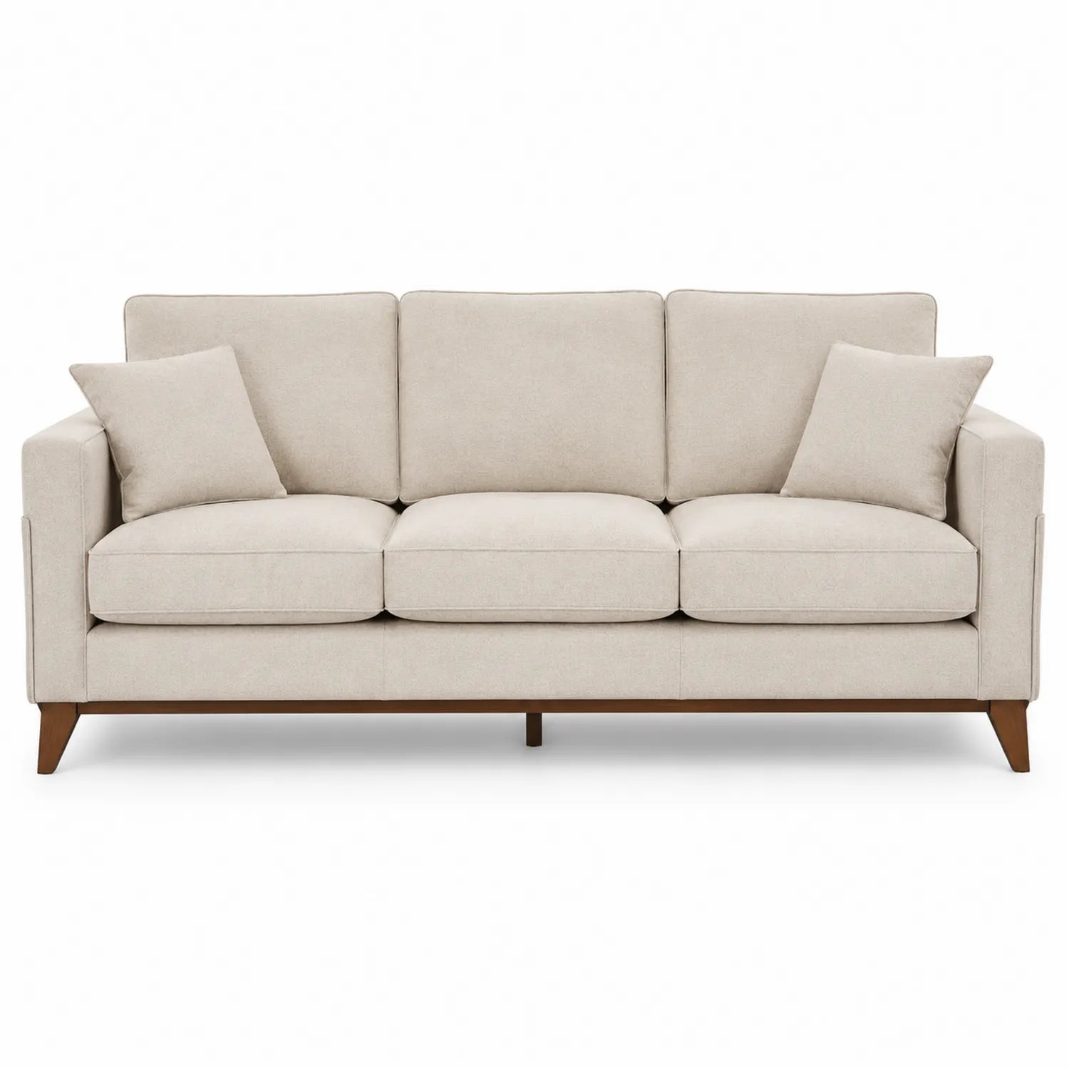 Canapé en tissu Beige 3 places avec pieds en bois