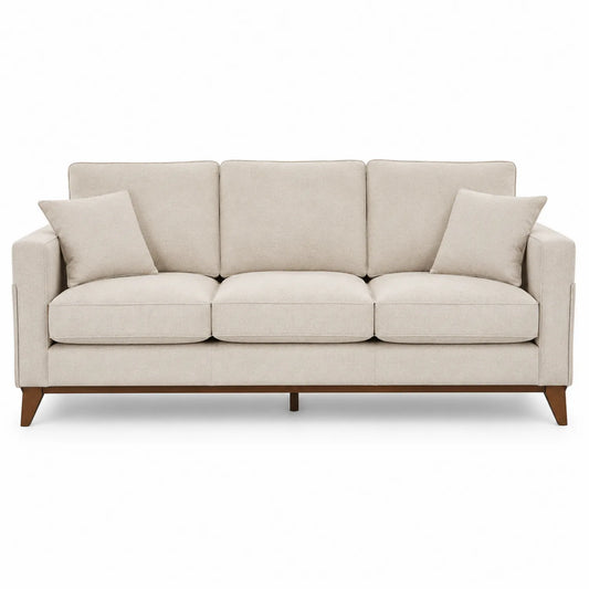 Canapé en tissu Beige 3 places avec pieds en bois
