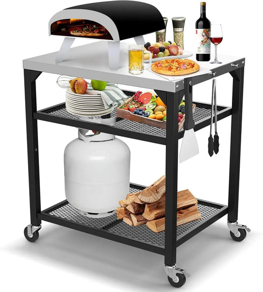 Ninja Four électrique à pizza, extérieur, gril, Table de Gril en Acier, Support de Barbecue d'extérieur