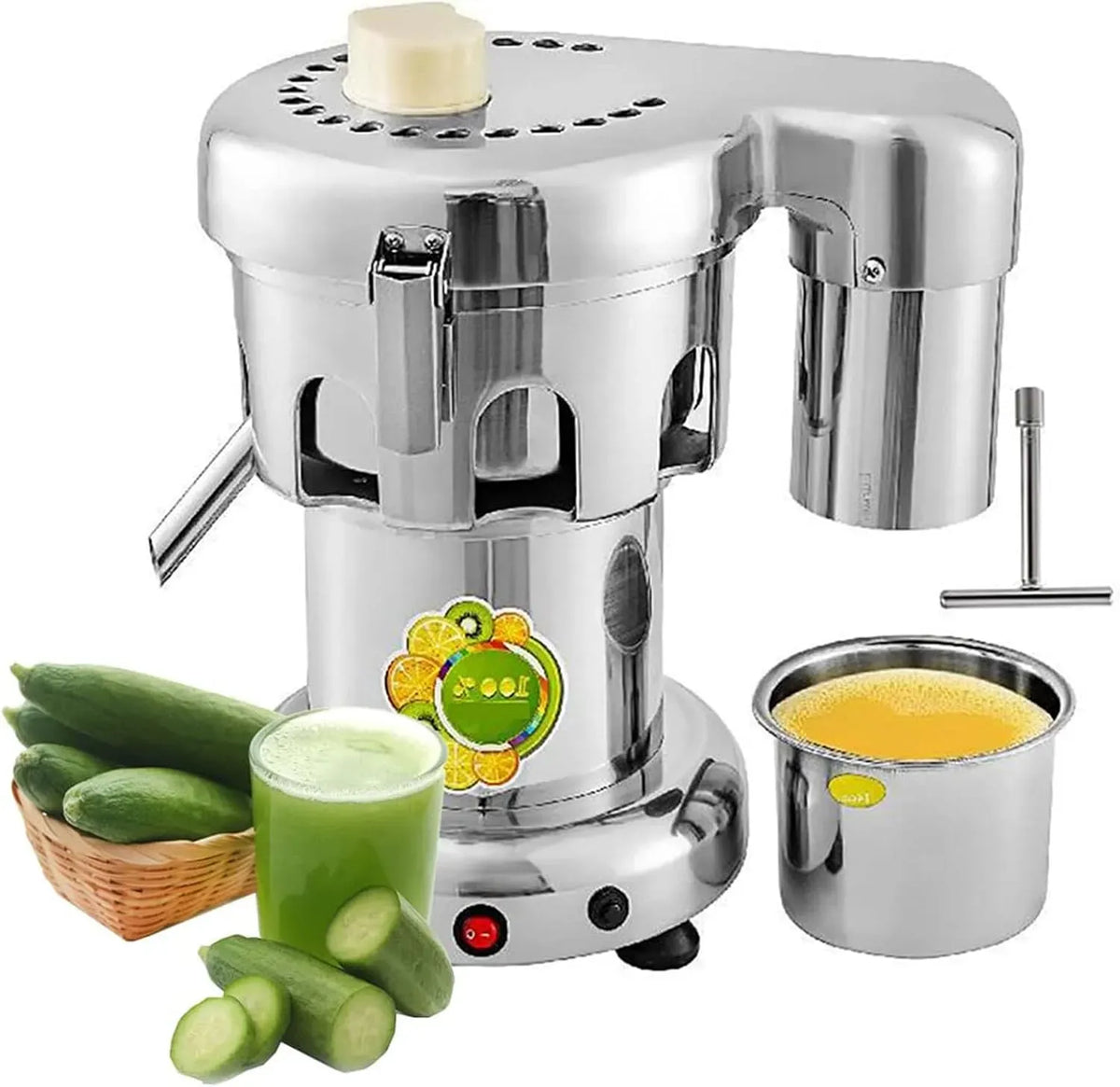 Extracteur de jus, 370 W, professionnel, restaurant, 2 800 TR/Min, débit de 80 à 100 kg/h, Rouleau et Large Sortie de 1,8 cm, 0,7 Pouce