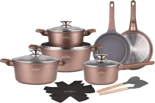 Batterie, batterie de casseroles et poêles, 18 pièces, cuisine 18 pièces Tous feux dont induct