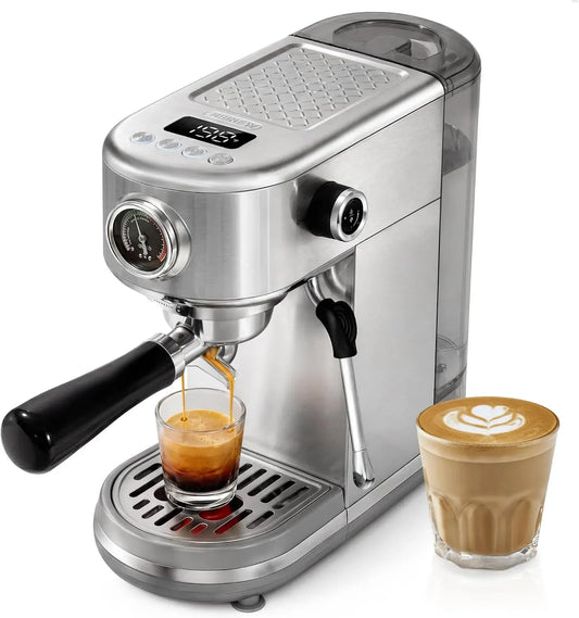 Cafetière électrique, HIBREW H10B, vapeur, acier inoxydable, Porte-Filtre 51mm pour Cappuccino et Latte