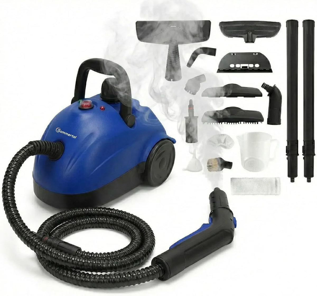 Nettoyeur vapeur, 1500 W, Sommertal SC1000, grand réservoir, usage sur sols, cuisine, voiture, vitres et canapé, kit d'accessoires de 16 pièces