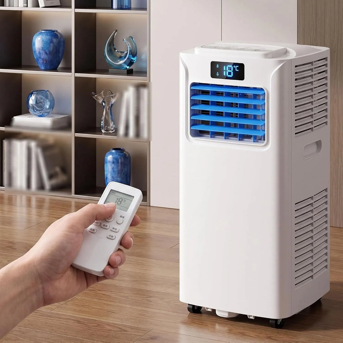 Climatiseur, minuteur, 7000 BTU, Kit Installation INCL, 2 Vitesses, Minuteur 24h, Basse Consommation, Ventilateur Rafraîchissant pour Grandes Pièces